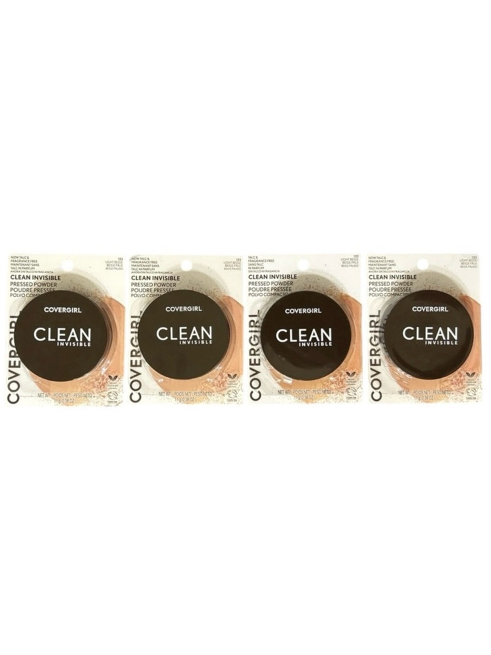 4 COVERGIRL Clean Invisible 0.38 oz. Pressed Powders, 133 Light Beige, Talc Free